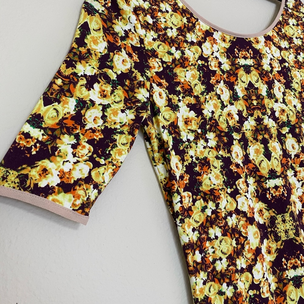 Anthropologie floral jersey midi dress ✨💛💜 - Picture 4 of 9